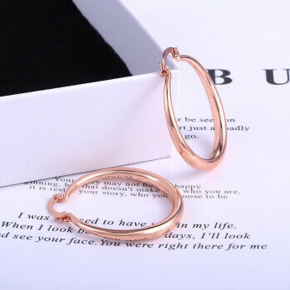 NEW 18k Rose gold Plated Hoop Earrings - Picture 2 of 6